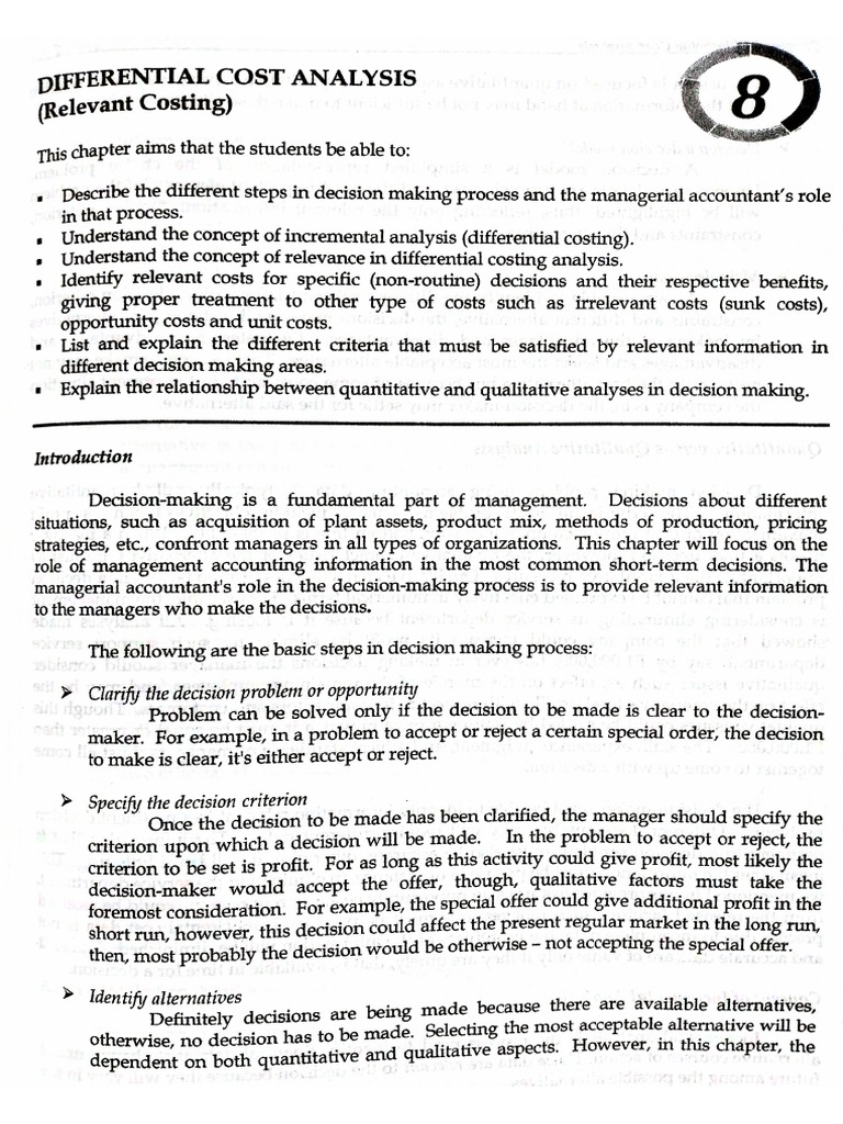 8 Differential Cost Analysis PDF