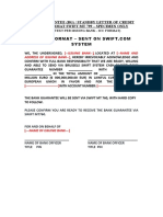System: Bank Guarantee (BG) / Standby Letter of Credit (SBLC) Format Swift MT 799 - Specimen Only (