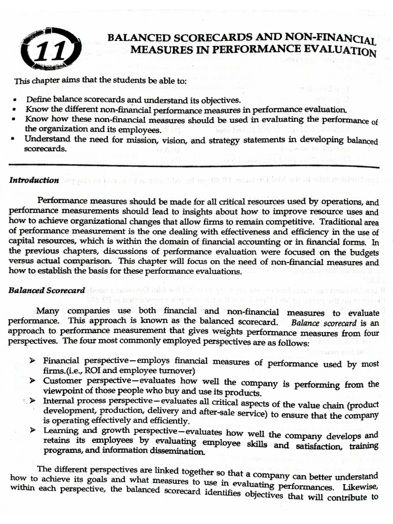 11 Balance Scorecards and NonFinancial Measures in Performance ...