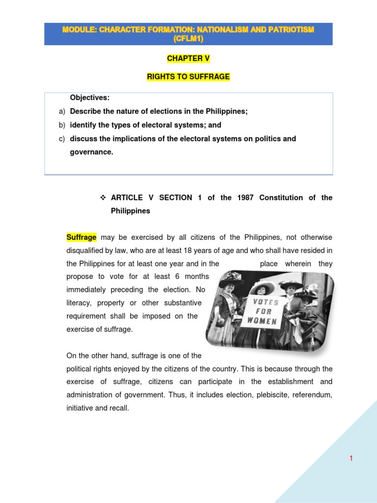 Rights and Nature of Suffrage in the Philippines | PDF | Initiative ...
