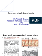 Paravertebral Anesthesia: Dr. Aijaz Ali Channa Assistant Professor, Theriogenology, Uvas Cell # 0300-4894463