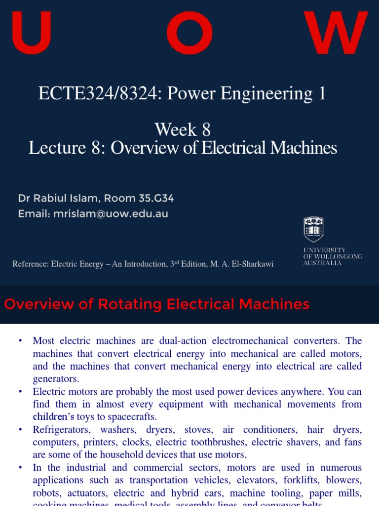 An Overview of Rotating Electrical Machines Fundamental Concepts and