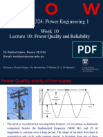 ECTE324/8324: Power Engineering 1 Week 10 Lecture 10: Power Quality and Reliability