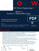 ECTE324/8324: Power Engineering 1 Week 12 Lecture 12: Renewable Energy