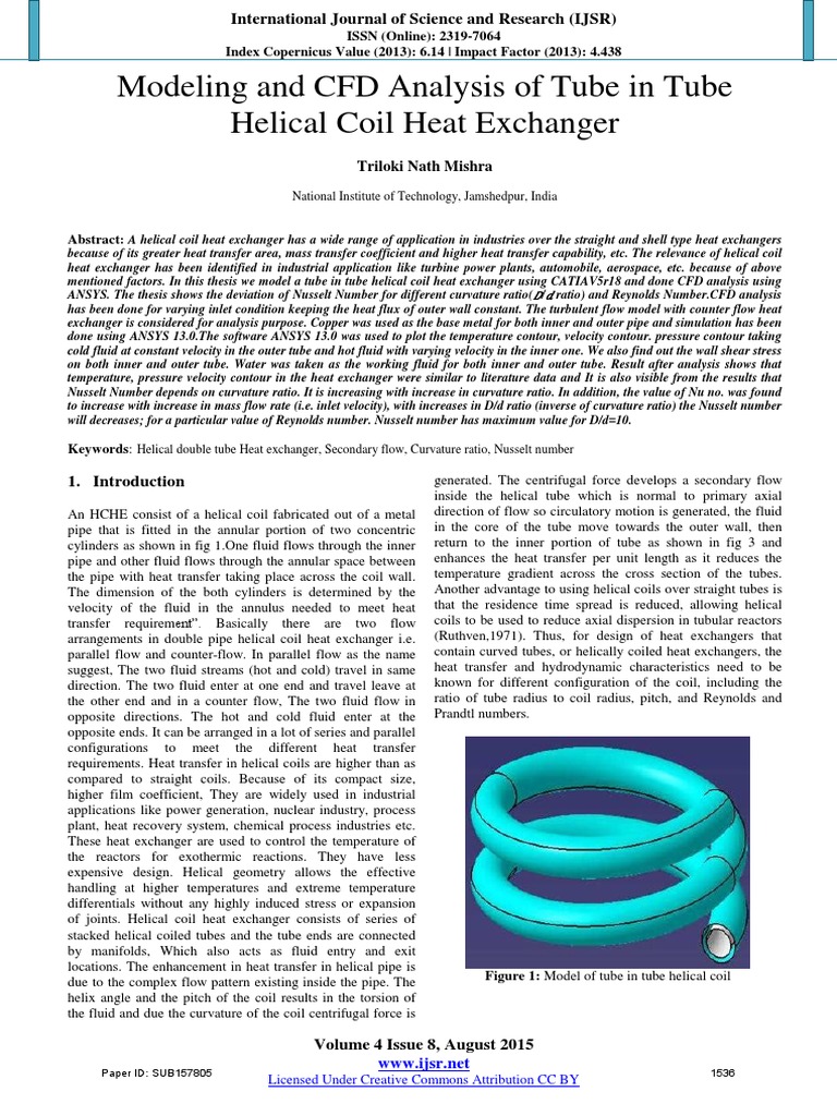 CFD Analysis of Helical Coil Heat Exchanger | PDF | Heat Exchanger ...
