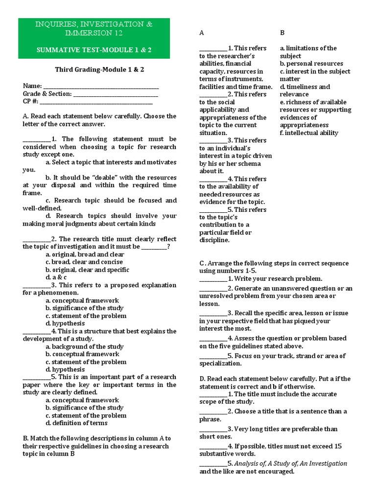 Third Grading 3i S Summative Test Pdf Sampling Statistics