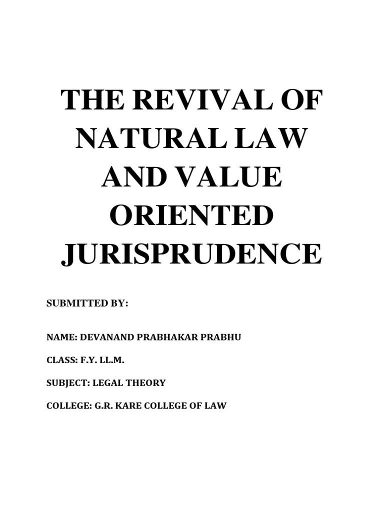 Revival of Natural Law in Jurisprudence | PDF | Jurisprudence | Natural Law