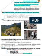 Sem 1 - Día 3 - Com - Explicar Con Argumentos Sobre La Situación Del Turismo en El Perú A Partir de Los Textos
