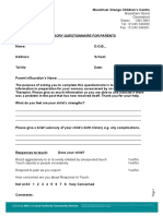 Sensory Questionnaire For Parents 24 06 14