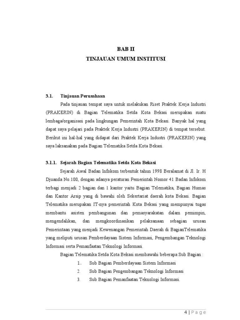 CONTOH LAPORAN PRAKERIN BAB II