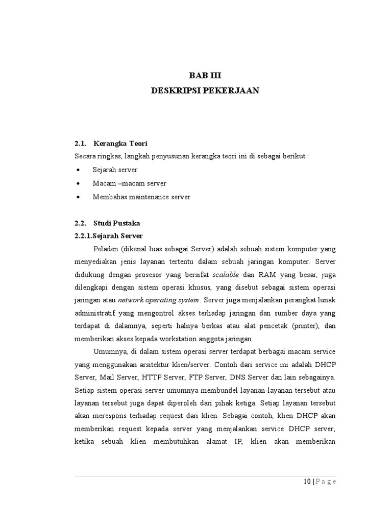 CONTOH LAPORAN PRAKERIN BAB III