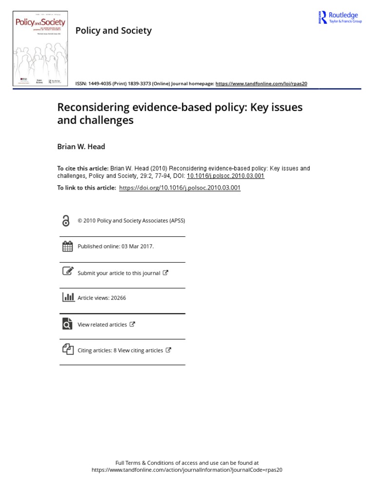 Reconsidering Evidence Based Policy Key Issues and Challenges | PDF ...