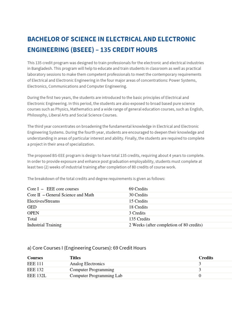 Bachelor of Science in Electrical and Electronic Engineering | PDF ...