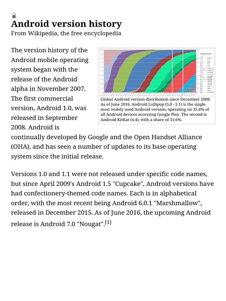 Android Version History - Wikipedia, The Free Encyclopedia | PDF ...