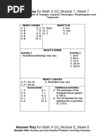 Answer Key For Math 4 Q3 - Module 7 - Week 7