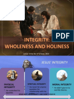 Integrity: Wholeness and Holiness: Lesson 10 For The 5 of June, 2010