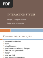 Interaction Styles: Dialogue Computer and User Distinct Styles of Interaction