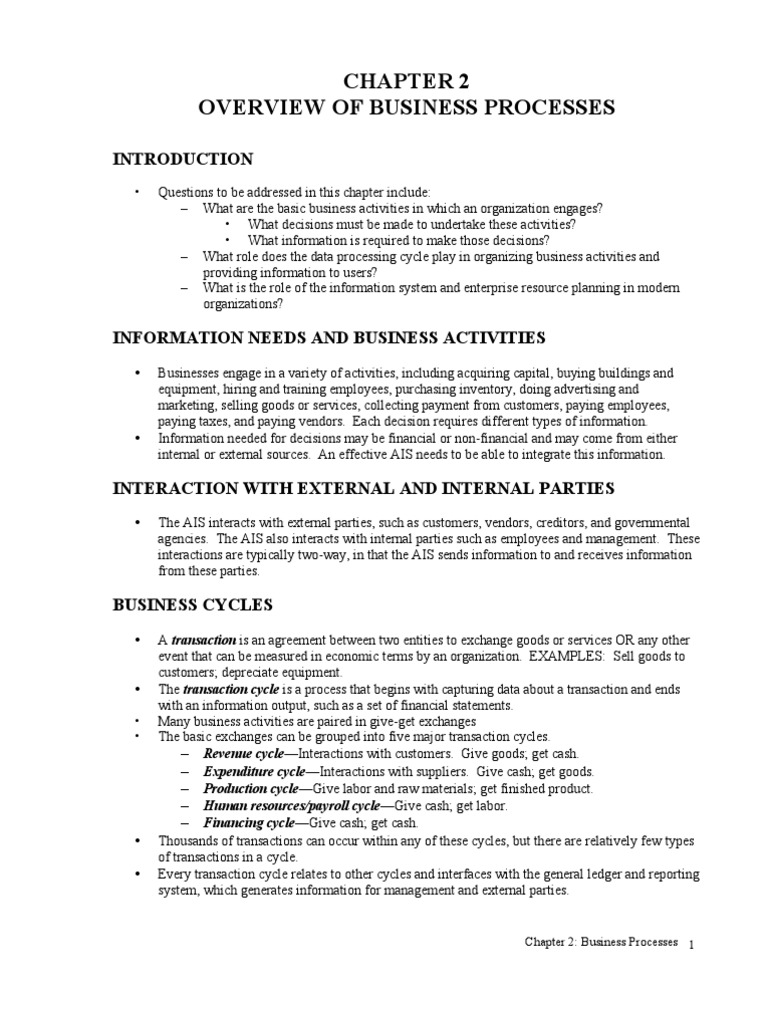 Overview of Business Processes | PDF | Debits And Credits | Financial ...