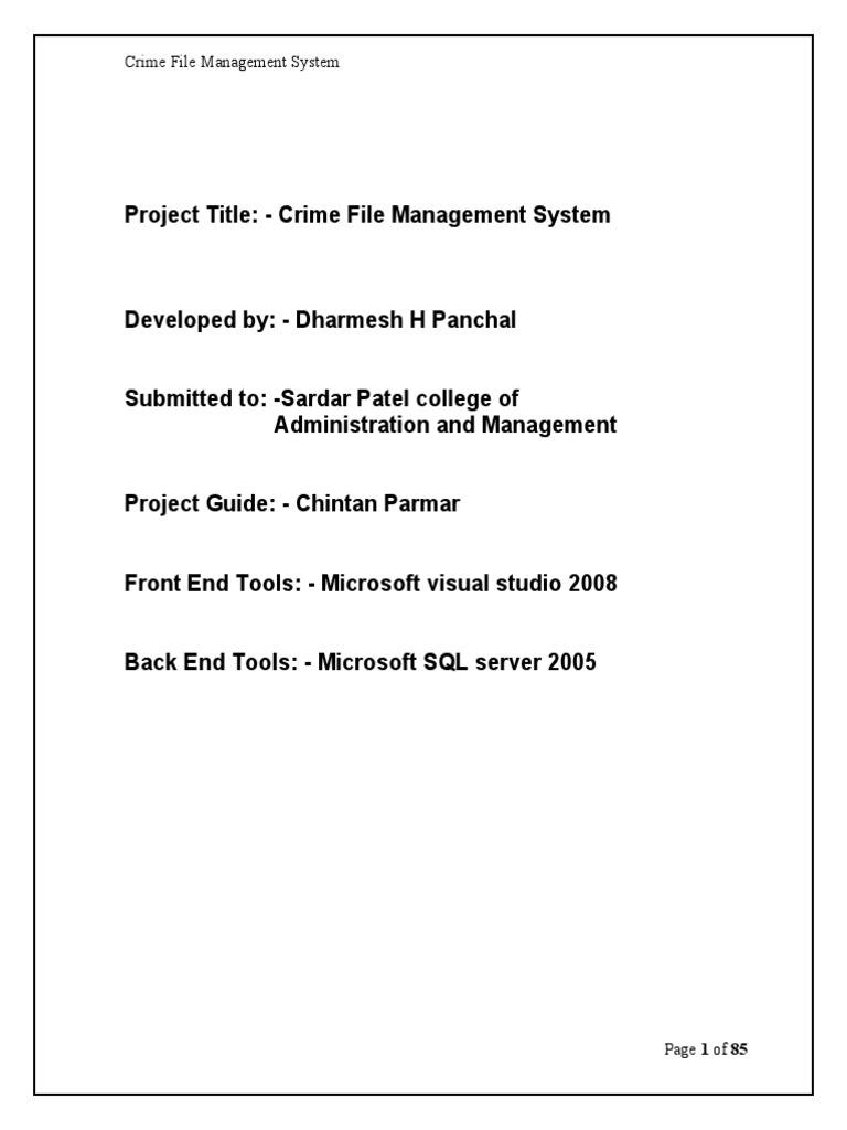 Crime File Management System PDF Computer Hardware Software