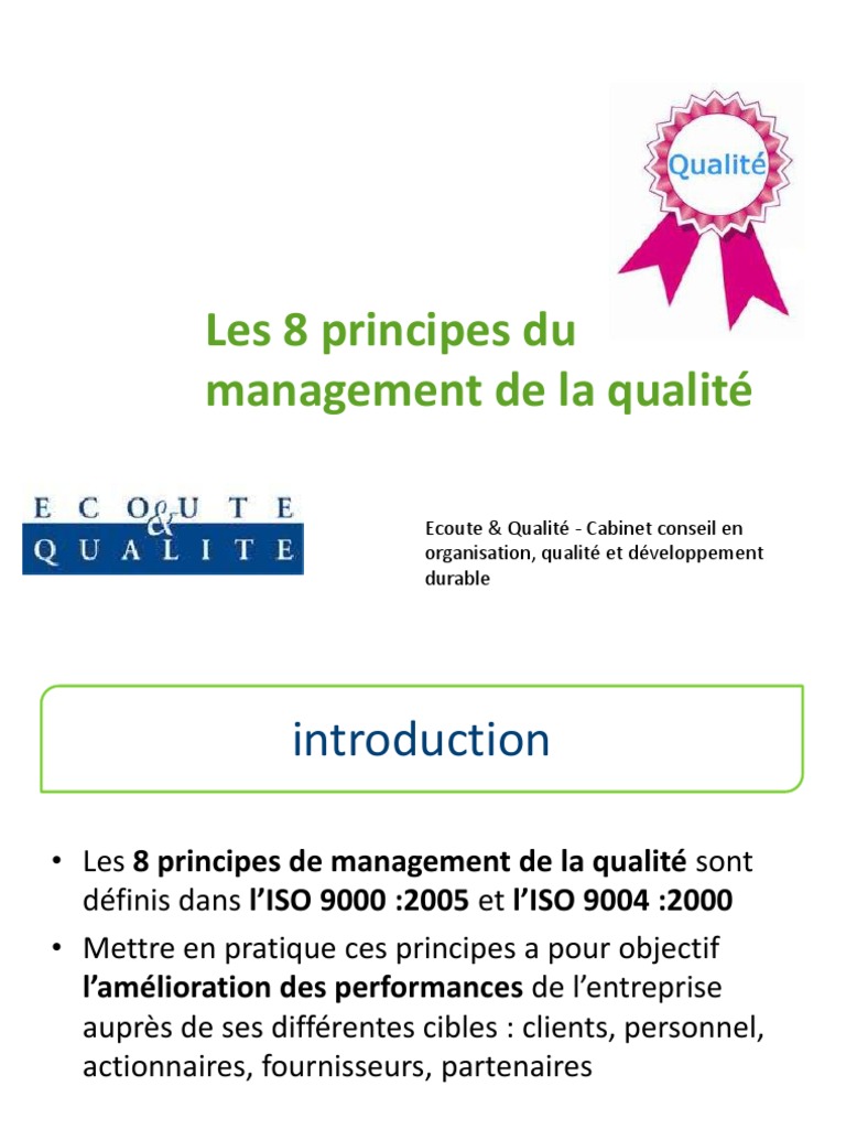 8 Principes du Management de la Qualité | PDF | Management de la ...