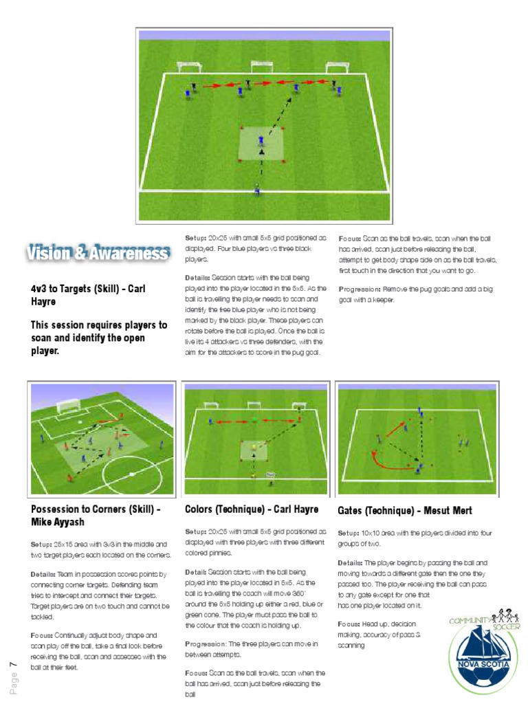 Soccer Drills: Vision & Awareness | PDF | Ball Games | Team Sports