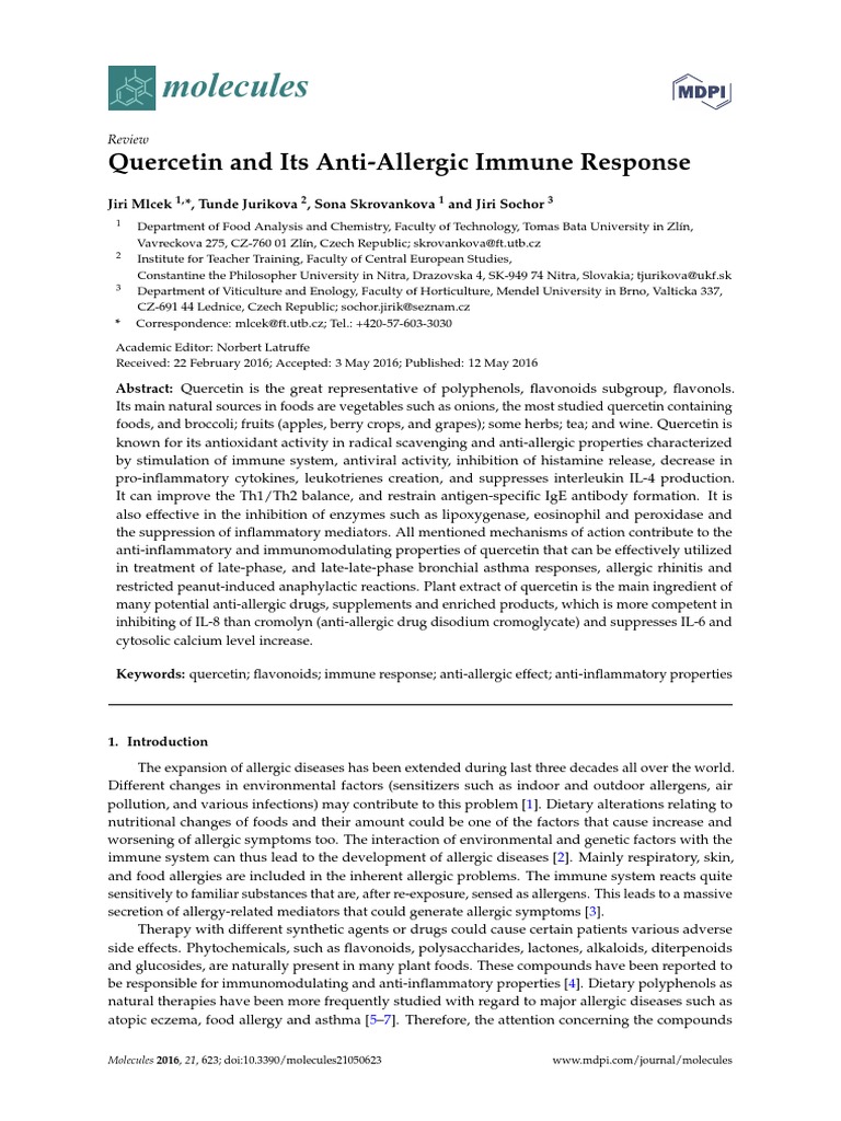 Quercetin and Bromelain Inhibit MCAs Download Free PDF Flavonoid