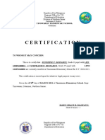 Certification: Tinowaran Elementary School