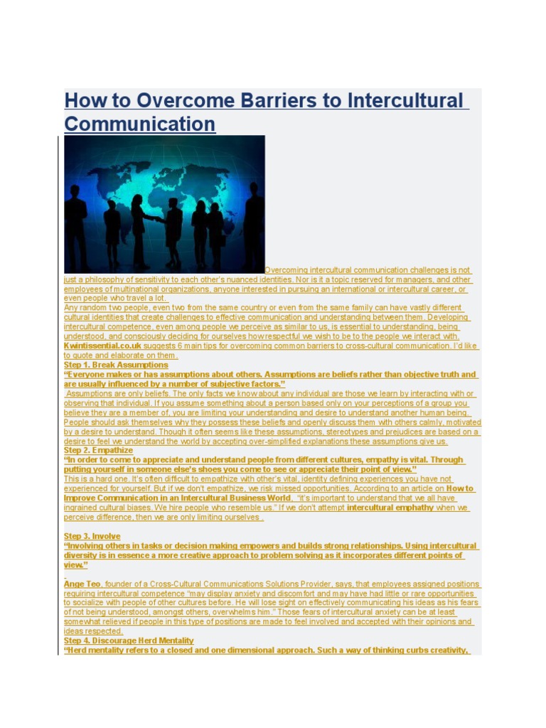 Six barriers to intercultural communication essay
