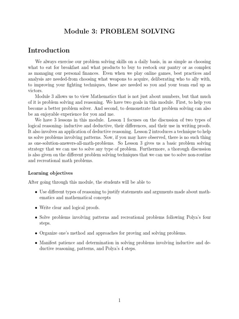 Module 3-Problem Solving GE MMW | PDF | Inductive Reasoning | Reason