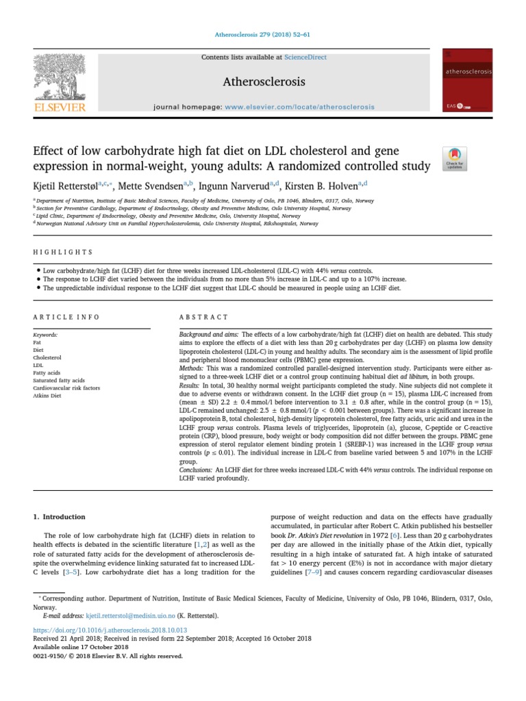 Effect of Low Carbohydrate High Fat Diet On LDL Cholesterol and Gene ...