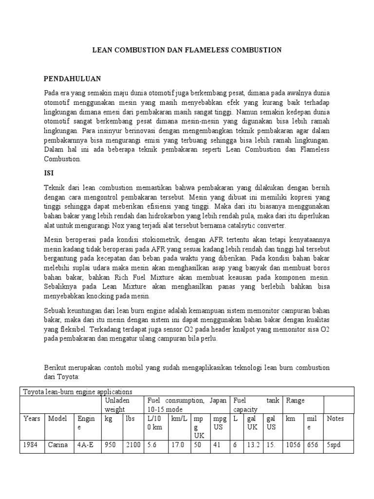 Lean Combustion Dan Flameless Combustion | PDF