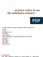 How Do You Know When To Use The Indefinite Articles