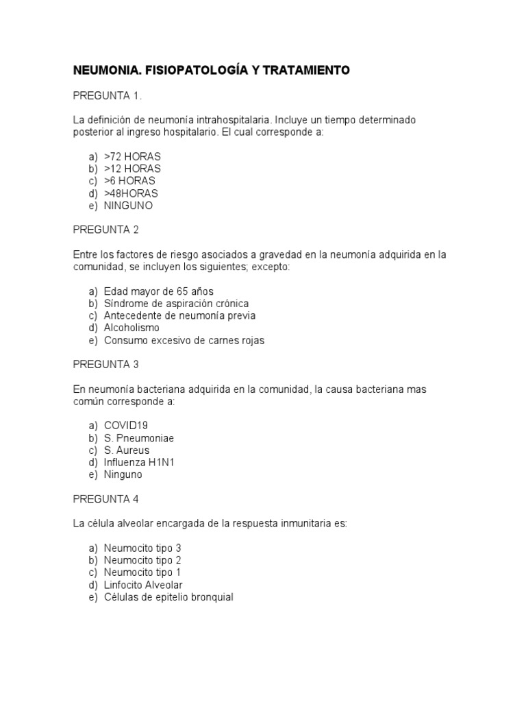 Fisiopatología y Examen de Neumonía | PDF | Salud y bienestar | Ciencia ...