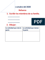 Refuerzo 1. Escribir Los Miembros de Su Familia.: Quito 21 de Octubre Del 2020