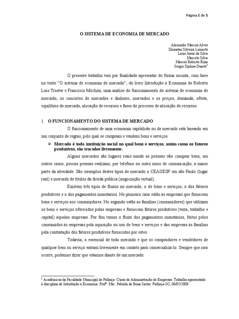 Funcionamento da Economia de Mercado | PDF | Demanda | Oferta e procura
