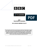 BBC Television Licensing No Licence Needed Policy Page 1 of 10