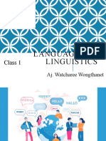 Language and Linguistics: Class 1