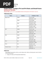 15.6.1 Packet Tracer - Configure IPv4 and IPv6 Static and Default Routes - ILM