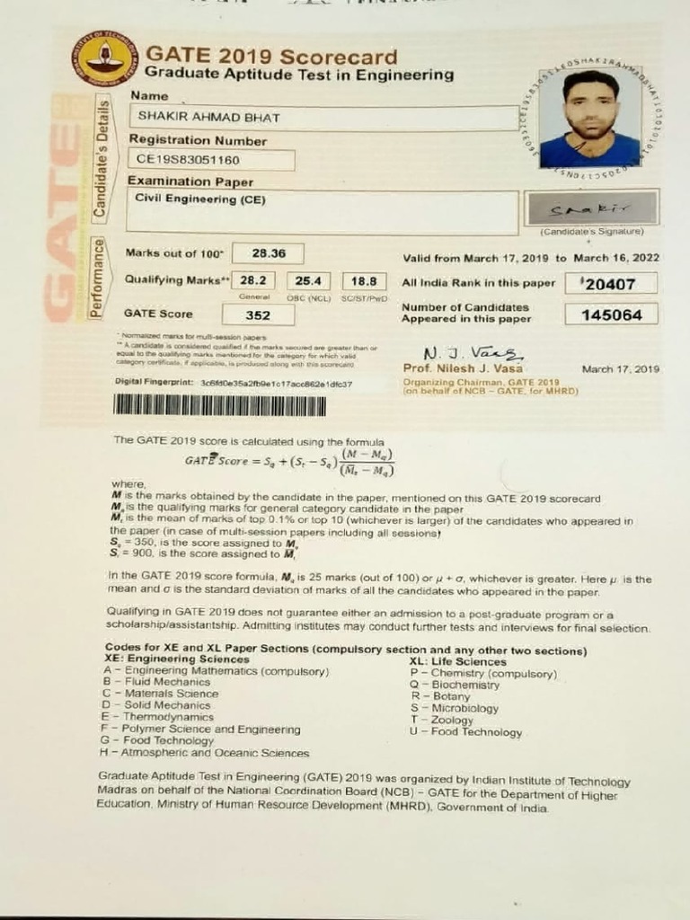 Gate Score Card PDF PDF