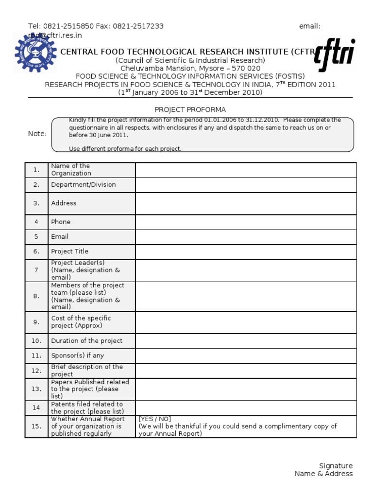 Project Proforma | PDF