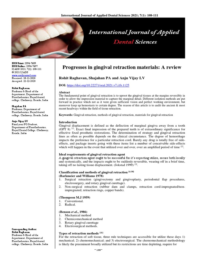 Retraction Techniques PDF Laser Dental Implant