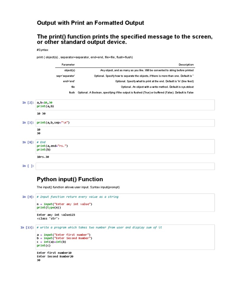 Print, Input - Jupyter Notebook | PDF | Software Engineering | Computer ...