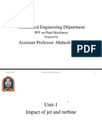 Mechanical Engineering Department: PPT On Fluid Machinery