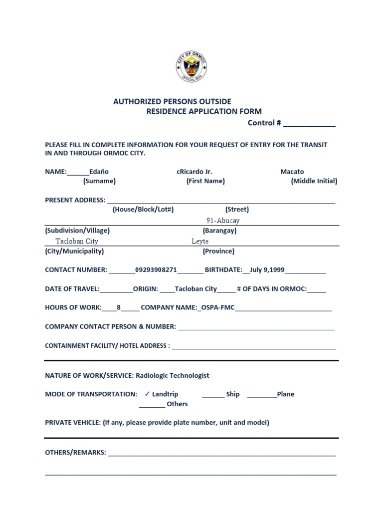 APOR APPLICATION FORM (2) (Blue) | PDF | Business