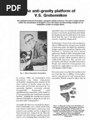 The Anti Gravity Platform of Viktor Grebennikov