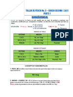 TALLER DE APLICACION DE FISICA No. 3 GRADO DECIMO 2020 CENCABO