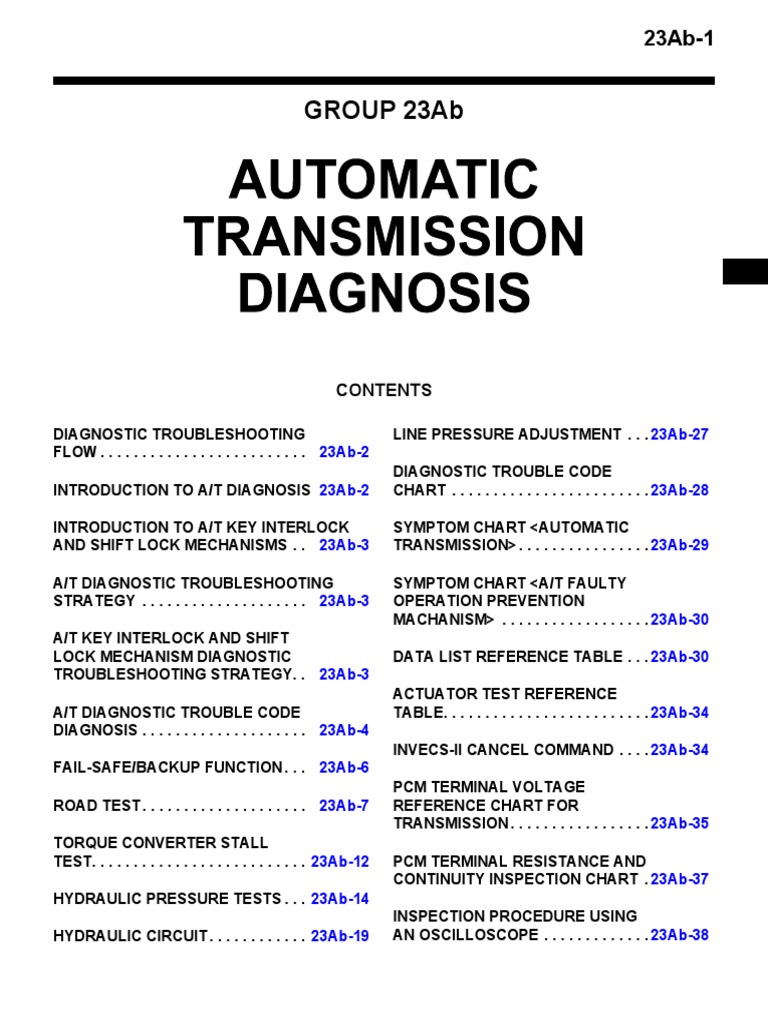 Automatic Transmission Diagnostics Guide | PDF | Automatic Transmission ...