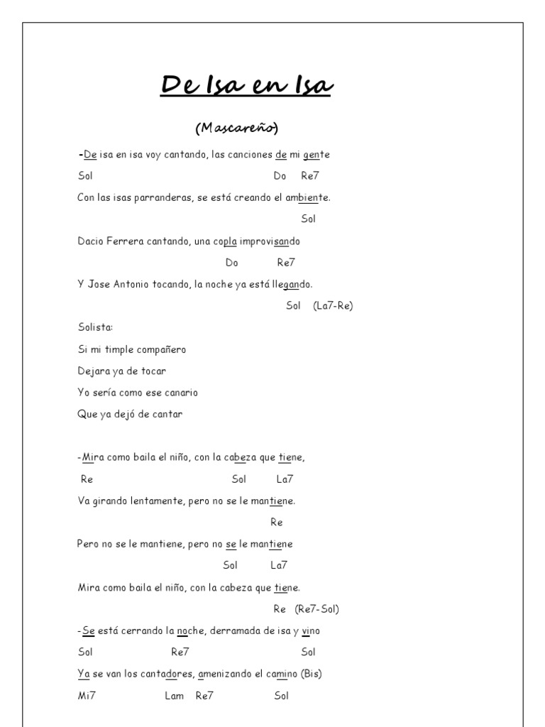 Letras y acordes de Isas Canarias | PDF | Poesía