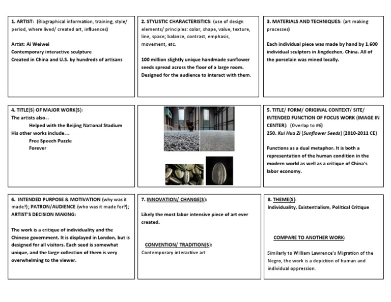 250 AI WEIWEI Kui Hua Zi (Sunflower Seeds) Organizer PDF Sculpture