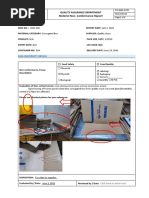 Material Non-Conformance Report